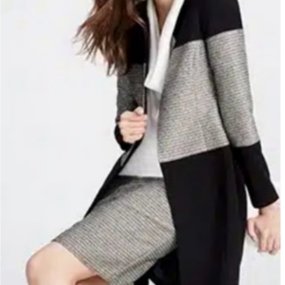 Calvin Klein Open Front Long Topper Coat with Metallic Detail. - Picture 4 of 9